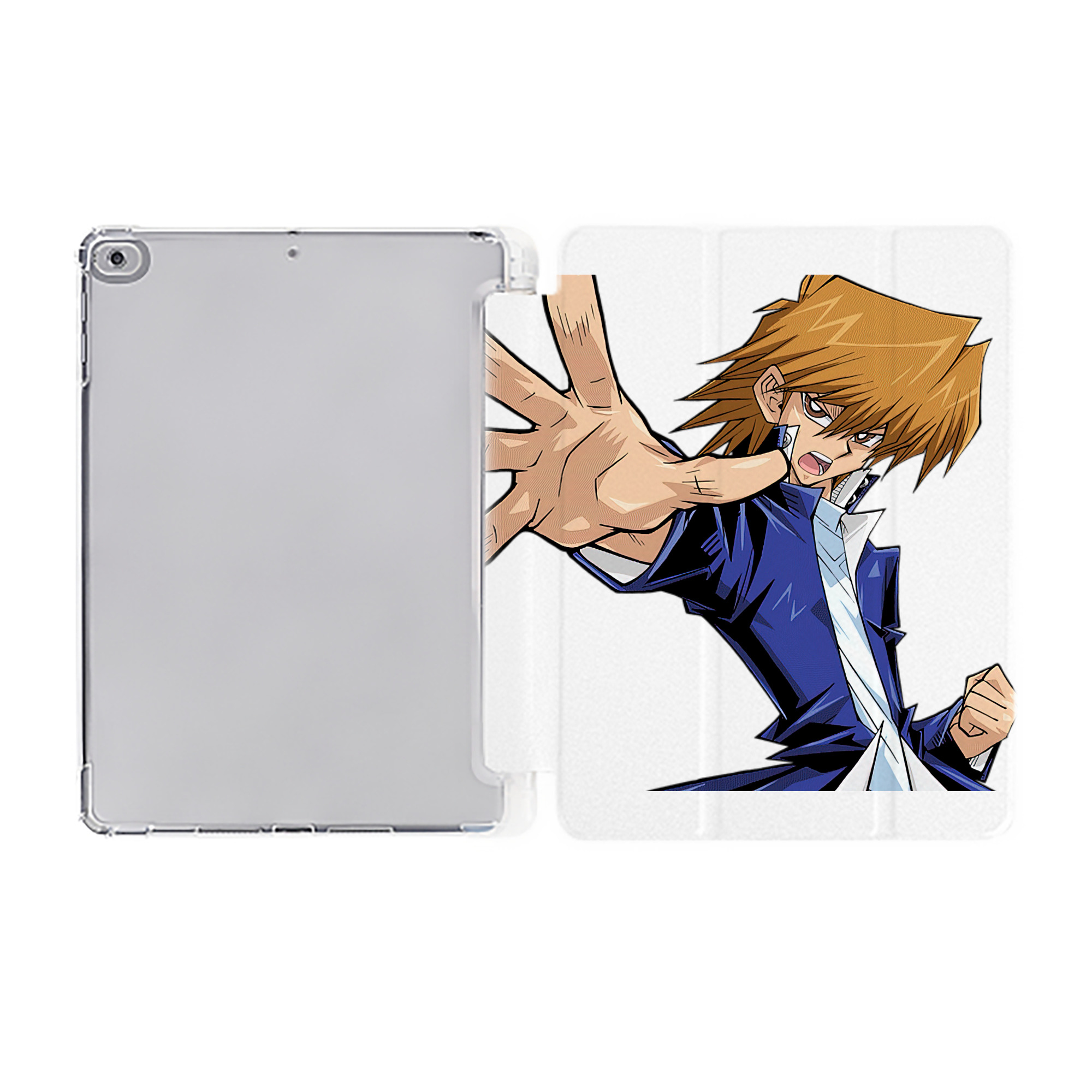 （画像用） 遊☆戯☆王 Yu-Gi-Oh! IPad ケース ペン収納付き 三つ折りスタンド PUレザー×シリコン 対応機種9.5/10.5/10.9インチ